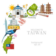 Taiwan background with traditional architecture sights and symbols