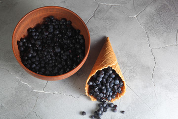 Fototapeta na wymiar Blueberry in waffles