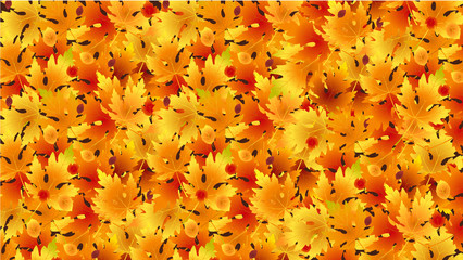 Autumn leaves background. Fall golden, yellow, red maple leaves wallpaper. 