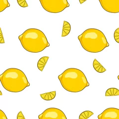 Foto op Plexiglas Citroen Vector naadloos patroon met citroenen.