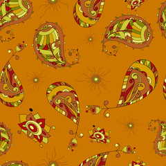 Naklejka premium Floral paisley vector colorful ornate seamless pattern. Vector