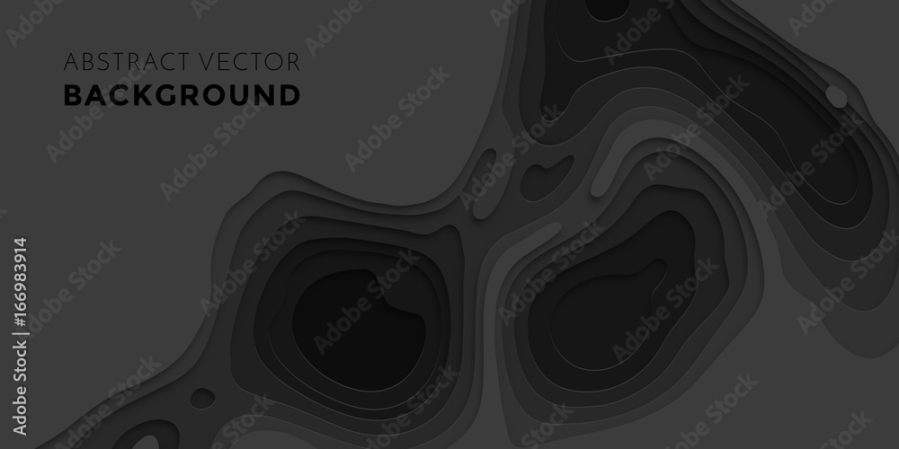 Aufkleber 3D papercut gradient pattern background banner black paper multi layers vector