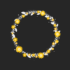 yellow white floral ring frame