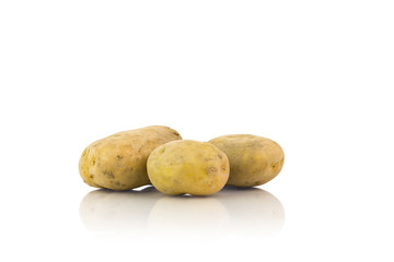 Big Potatoes Isolated On White Background With Reflection