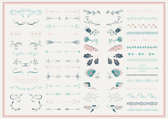 Vector set of ornate frames and scroll elements