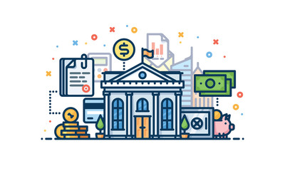 Obraz premium Bank and finance vector illustration