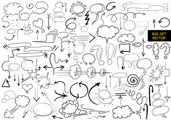 Isolated vector hand drawn arrows and comic blank