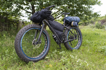 Fototapeta na wymiar fatbike with bikepacking