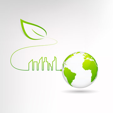 Eco green city and sustainable world concept, Vector illustration