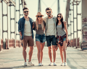 Young people walking outdoors