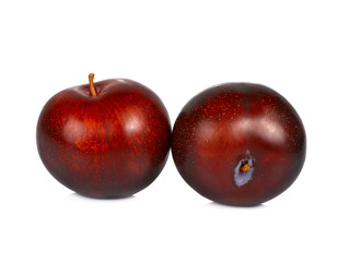 red cherry plum isolated on white background
