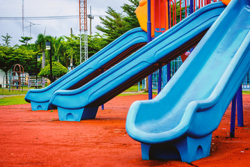 Blue plastic playground slider for kids or children