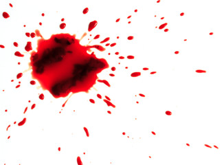Blood splashed isolated on white background