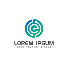 Electricity Letter E logo. Technology Network design concept template