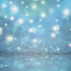 defocus of glitter vintage lights background. gold, silver, blue and black for Christmas and new year background.