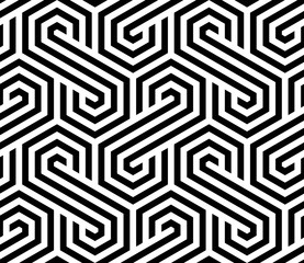 Vector seamless pattern. Modern stylish texture. Monochrome geometric pattern with hexagonal tiles.