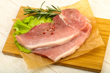 Raw pork steak