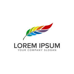feather leaf Logo. Multicolor design concept template