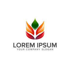 leaf yoga logo design concept template