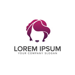 Beautiful lady head logo. Cosmetics and beauty logo design concept template