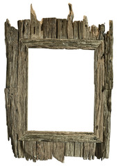 Frame wood country style on isolated white background