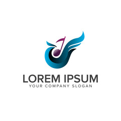 Obraz premium birds and music logo design concept template