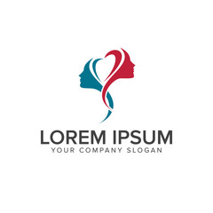 beauty woman with love logo. Spa salon logo design concept template