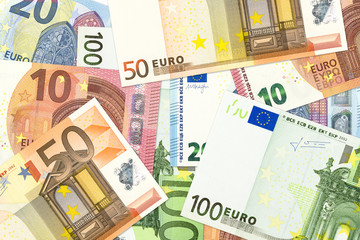 some 10, 20, 50, 100 euro bank notes
