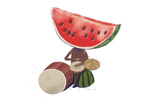 Cartoon illustration of rock watermelon isolated on white background