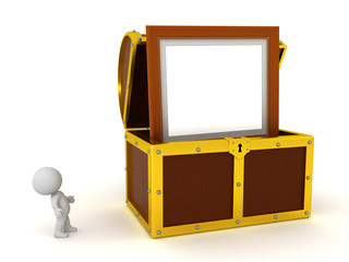 3D Character Finds a Painting Inside a Treasure Chest