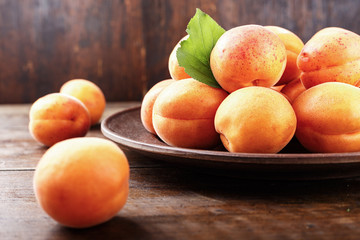 Ripe apricots on the table