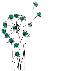 Design of Hand drawn doodle Dandilon flowers set on white background. Illustration