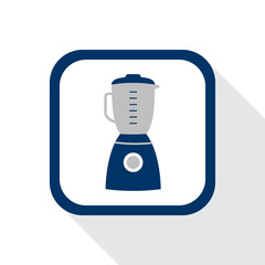 vector square dark blue icon home appliance with rounded corners and long shadow - symbol of blender in flat design