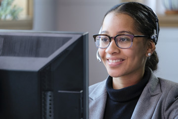 Portrait of a black female customer service representative