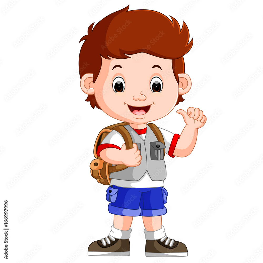 Sticker Cute boy on his way to school