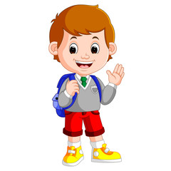 Cute boy on his way to school