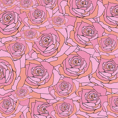 Pink rose shattered, floral pattern background
