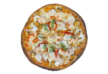 Seafood Pizza set for menu. Clipping path and Isolated