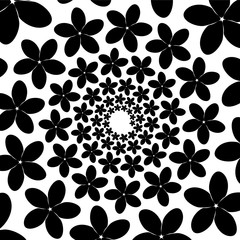 Background, pattern, black and white spiral pattern. Round centered Halftone illustration. Flower, petals, holiday, woman