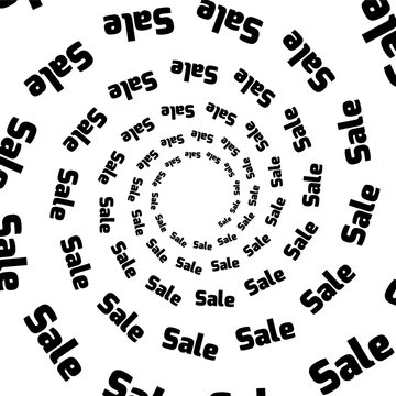 Background, pattern, black and white spiral pattern. Round centered Halftone illustration. Sales, business, advertising, discount