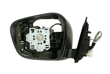 Fototapeta premium Rearview mirror disassembled, inside view isolated on white background