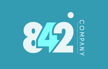 number 842 blue white cyan logo icon design