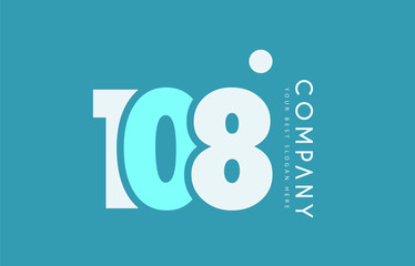number 108 blue white cyan logo icon design - obrazy, fototapety, plakaty