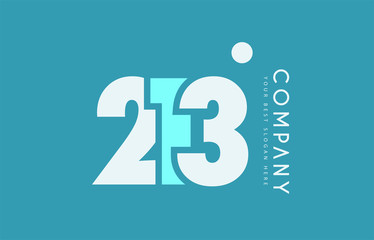 number 213 blue white cyan logo icon design