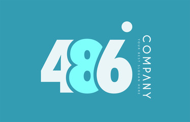 number 486 blue white cyan logo icon design