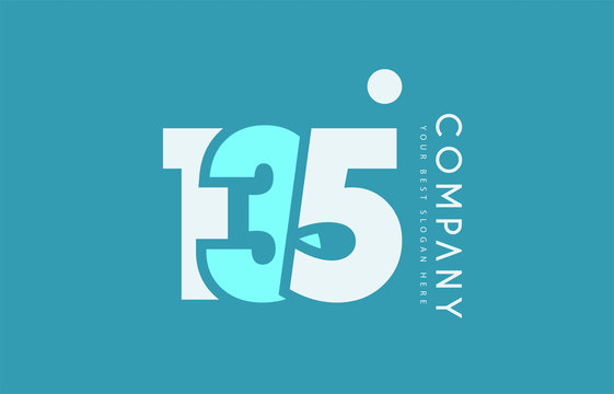 number 135 blue white cyan logo icon design