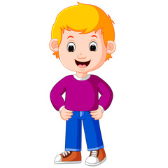Cute boy cartoon good posing