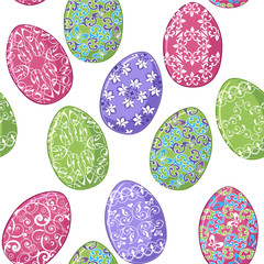 Seamless pattern of colorful Easter eggs. Vector illustration