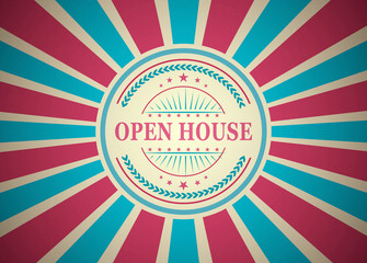 Open House Retro Vintage Style Stamp Background