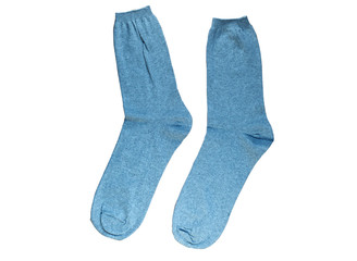 A pair of socks isolated on a white background, a photo for a mockup logo